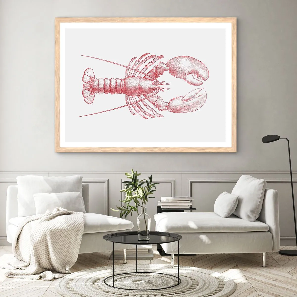 Een poster in een licht eiken lijst - Een kreeft waardig Homer - 91x61 cm
