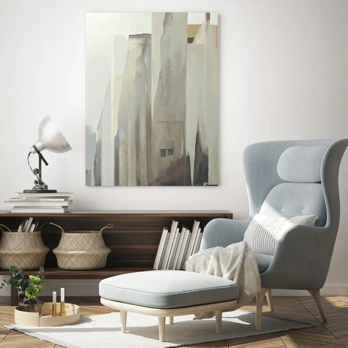 Schilderen op glas - Droom over de stad - 70x100 cm