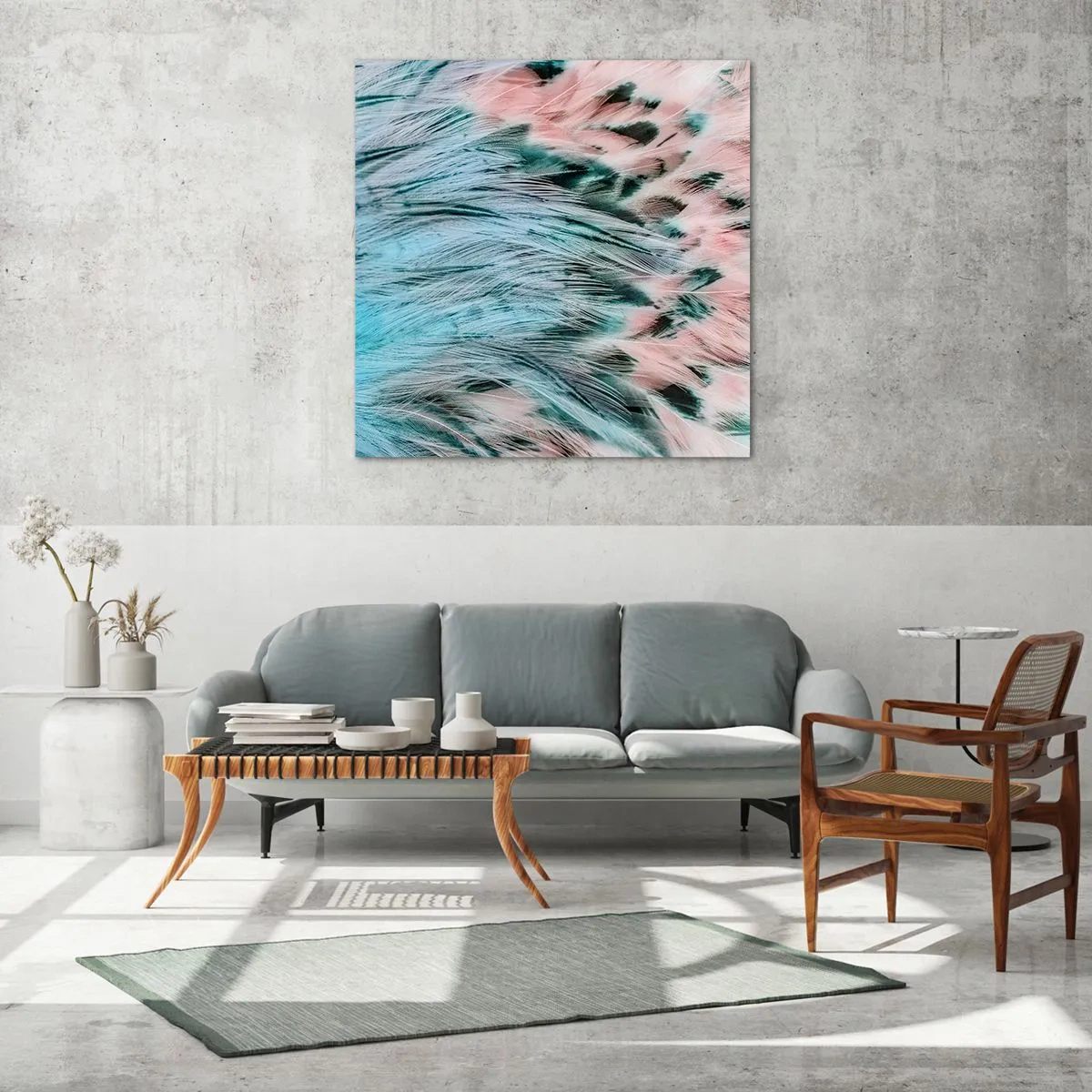 Schilderen op glas - Saffier roze dons - 70x70 cm