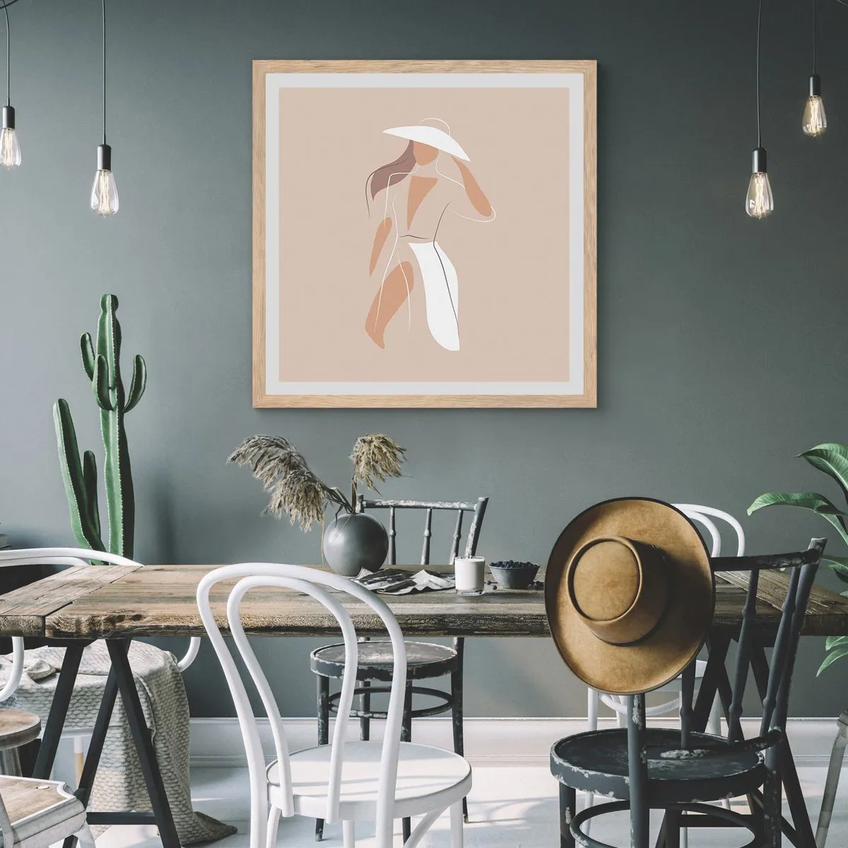 Een poster in een licht eiken lijst - Mode is leuk - 60x60 cm