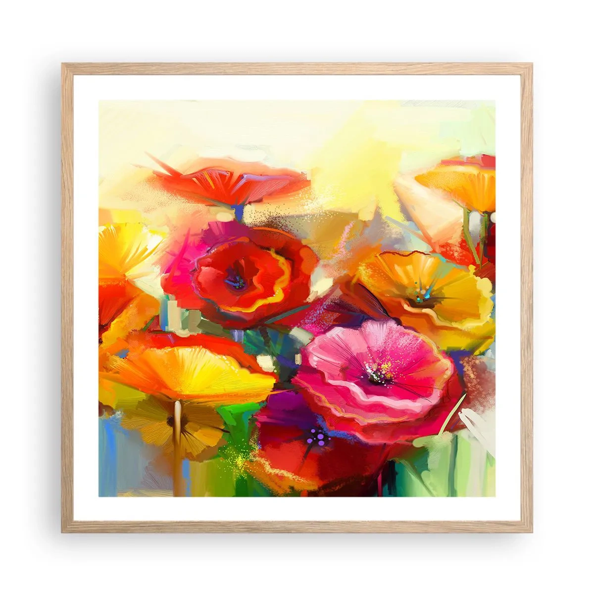 Een poster in een licht eiken lijst - Niet alleen rood - 60x60 cm