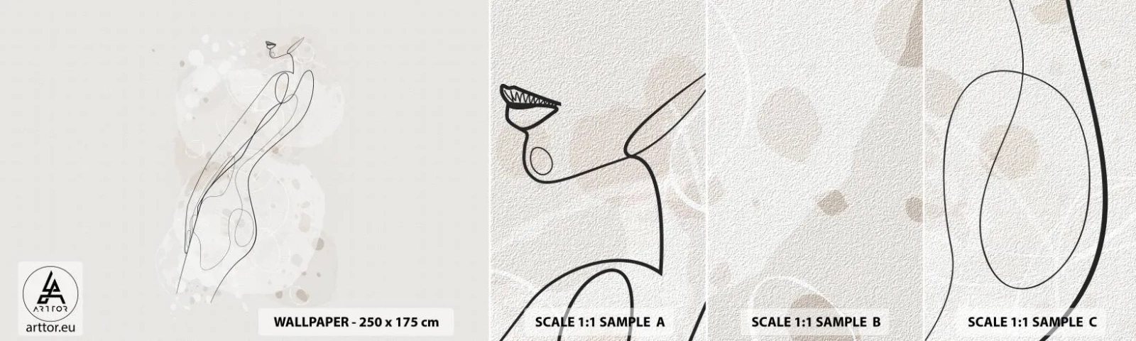 Fotobehang Monster Zelfklevend Deluxe Sticker - De blik dwaalt af - Grafisch, Lijn kunst, Vrouwen - 100x30 cm