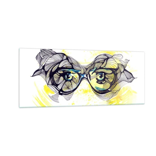 Schilderen op glas - Door een blauwe bril - 100x40 cm