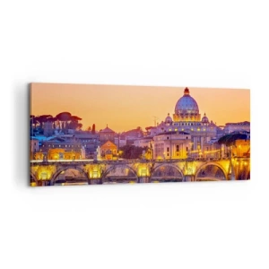 Schilderen op canvas - Zonsondergang boven de Eeuwige Stad - 100x40 cm