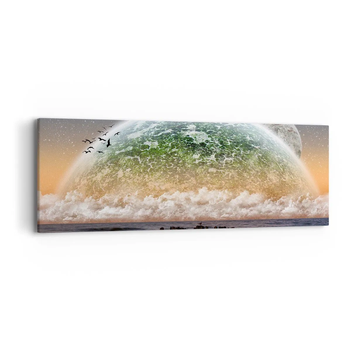 Schilderen op canvas - En de wereld kwam uit het water - 90x30 cm