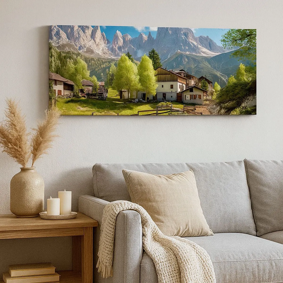 Schilderen op canvas - Alpine idylle - 100x40 cm