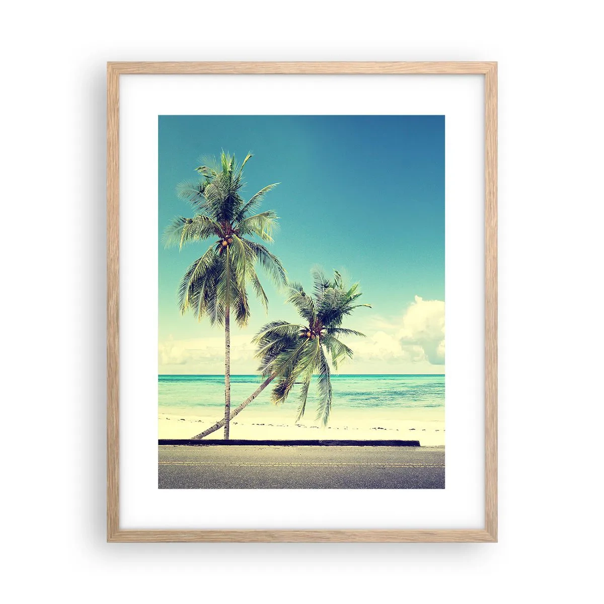 Een poster in een licht eiken lijst - Tijd om aan je vakantie te beginnen. - 40x50 cm