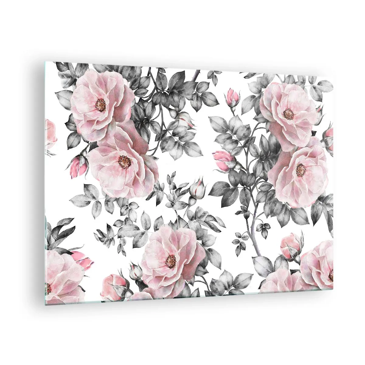 Schilderen op glas - Verdwaal in de rozenbloemen - 70x50cm - Verdwalen in de bloemen van de rozen - Moderne wanddecoratie voor woonkamer en slaapkamer ARTTOR