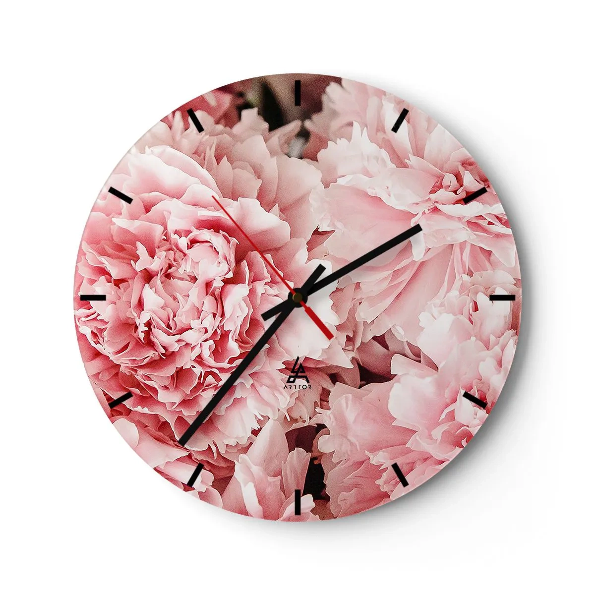 Wandklok - Klok - Een close-up van weelderige roze pioenrozen in volle bloei - 30x30cm - Roze droom - Moderne wanddecoratie voor woonkamer, keuken en slaapkamer ARTTOR