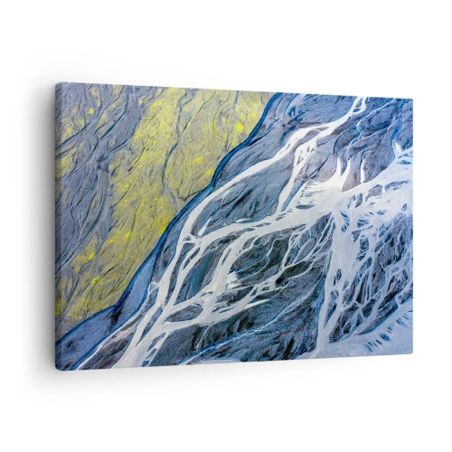 Schilderen op canvas - Abstract vogelperspectief van kronkelende rivierbeddingen - 70x50cm - Rotstekeningen van de natuur - Moderne wanddecoratie voor woonkamer en slaapkamer ARTTOR