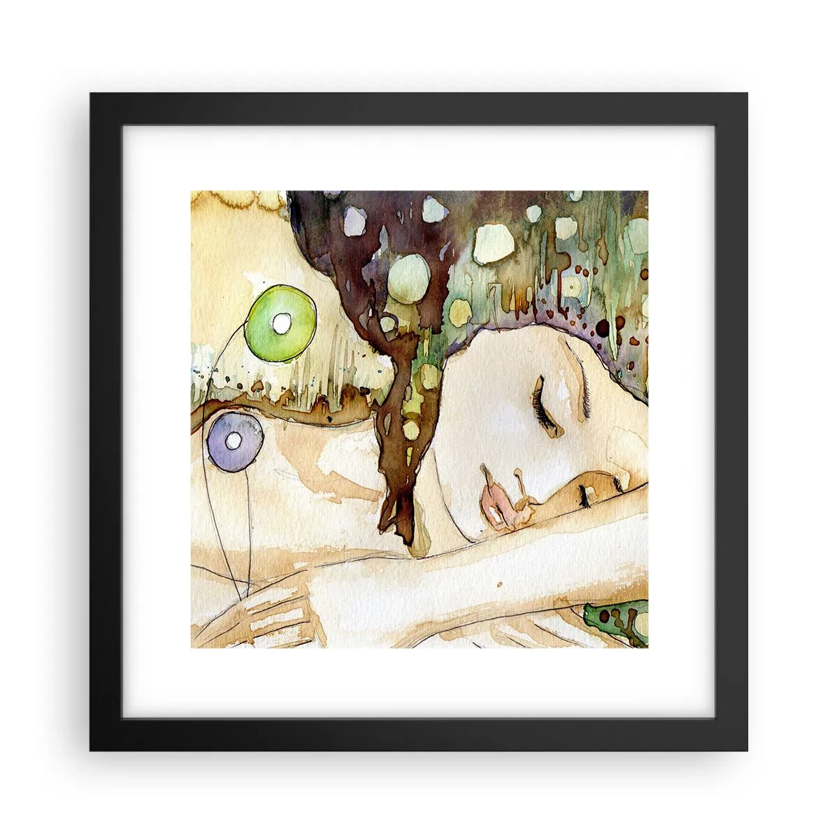 Poster in een zwarte lijst - Een smaragd-violette droom - 30x30 cm