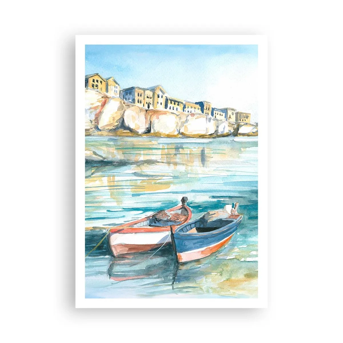 Poster - Azuurblauw landschap - 70x100 cm