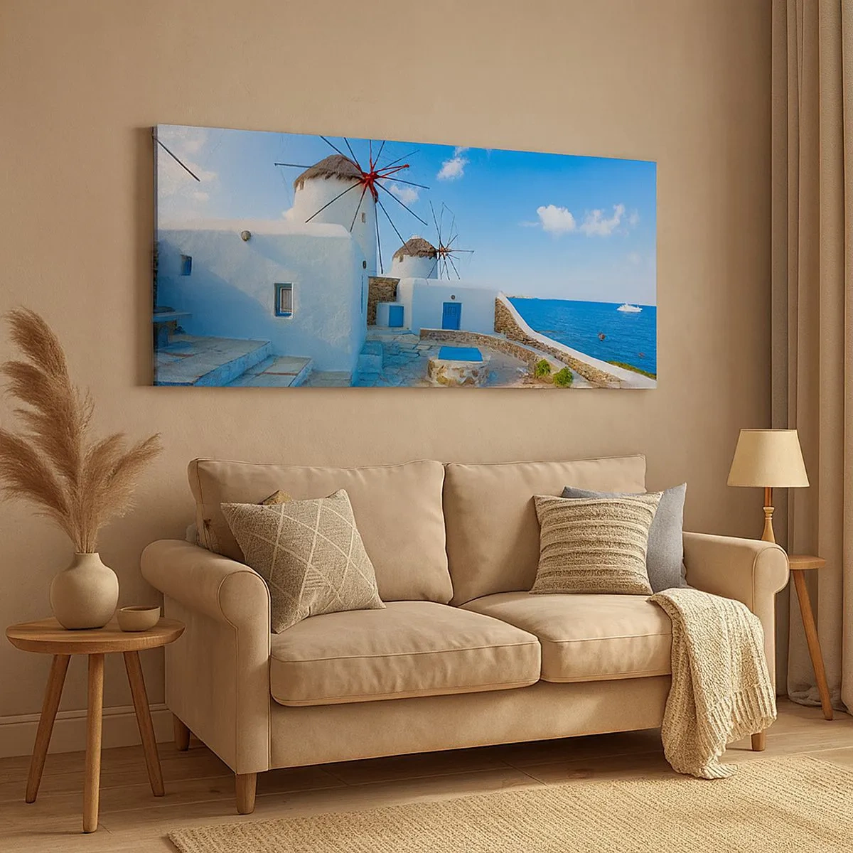 Schilderen op canvas - De blauwe wind uit de zee - 100x40 cm