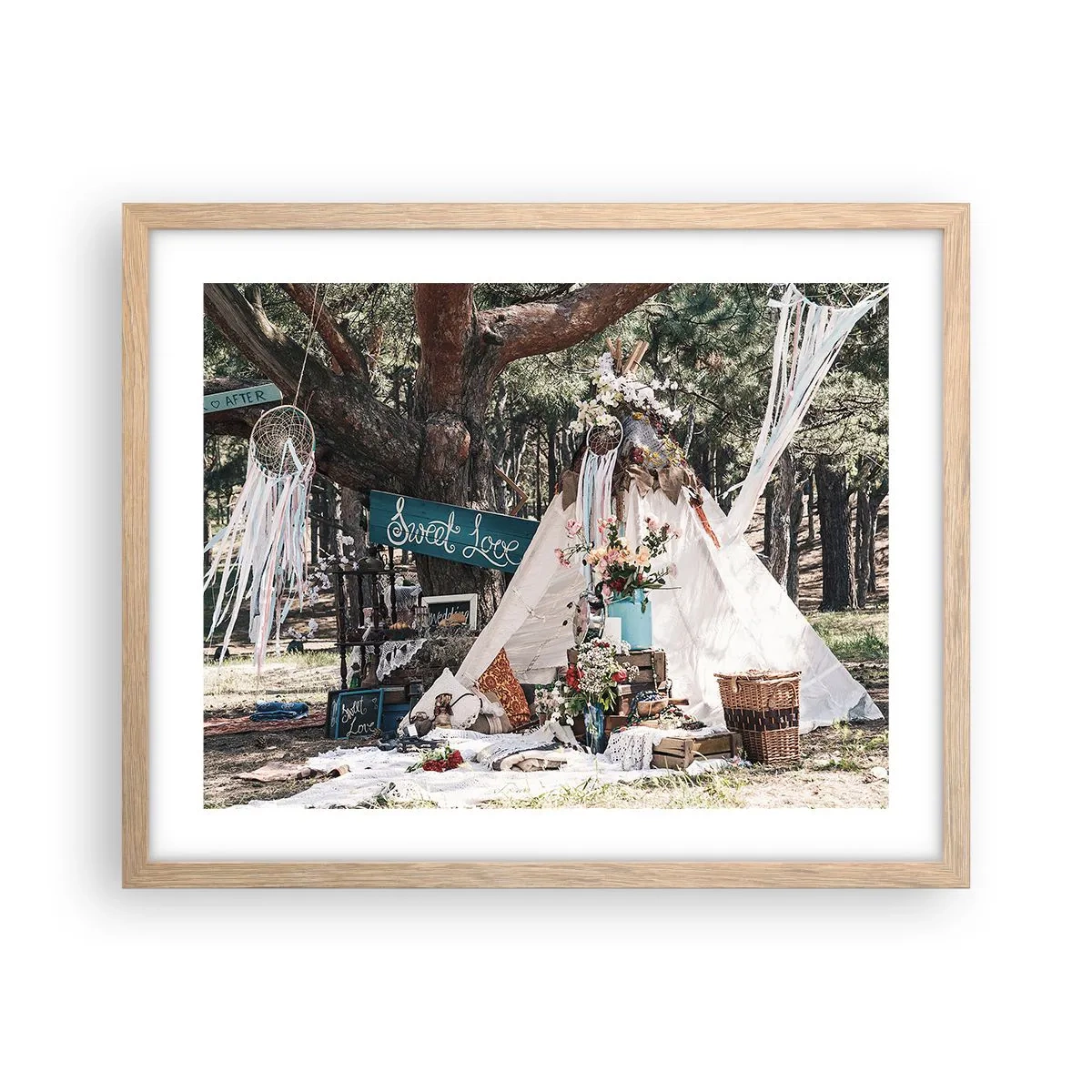 Een poster in een licht eiken lijst - De liefde bedrijven ... - 50x40 cm