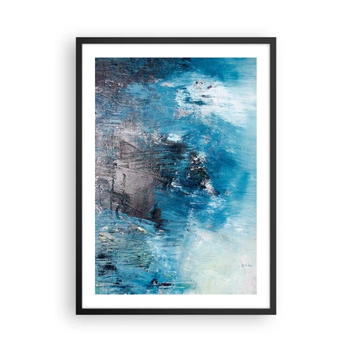 Poster in een zwarte lijst - Abstracte compositie in tinten blauw - 50x70cm - Rhapsody in Blauw - Moderne wanddecoratie voor woonkamer en slaapkamer ARTTOR