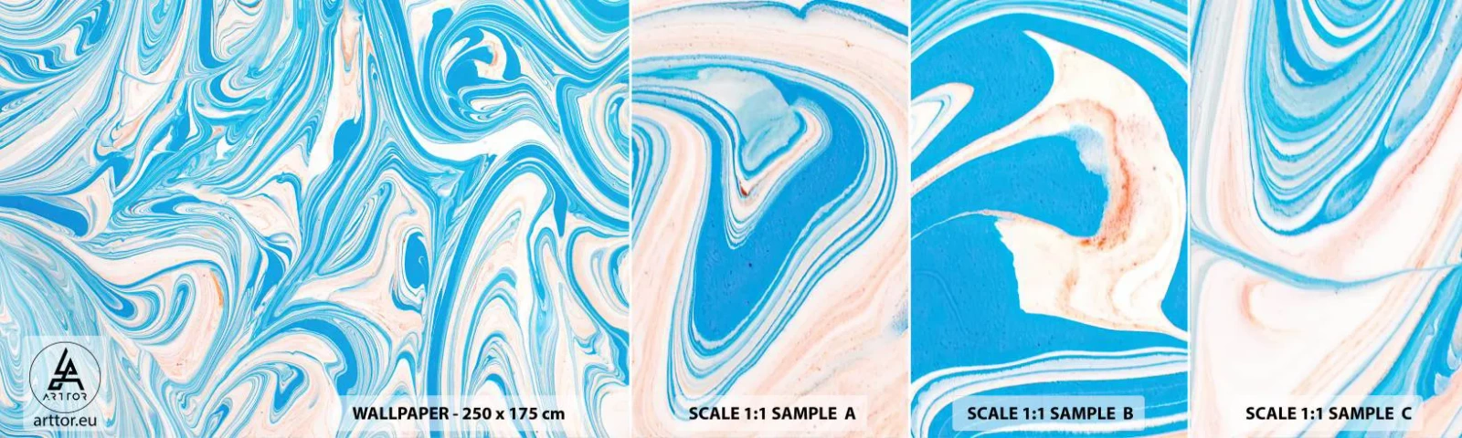 Fotobehang Monster Zelfklevend Deluxe Sticker - Moeras in turkoois - Abstractie, Deel, Modern patroon - 100x30 cm