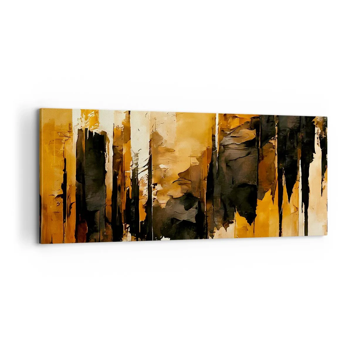 Schilderen op canvas - Harmonie van zwart en goud - 100x40 cm