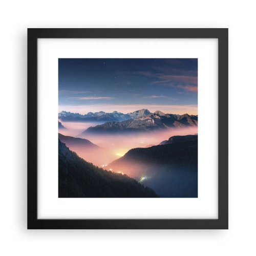 Poster in een zwarte lijst - Licht in de dalen - 30x30 cm