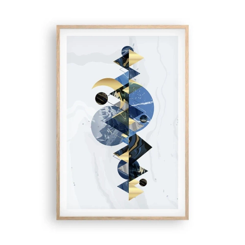 Een poster in een licht eiken lijst - Geometrisch landschap - 61x91 cm