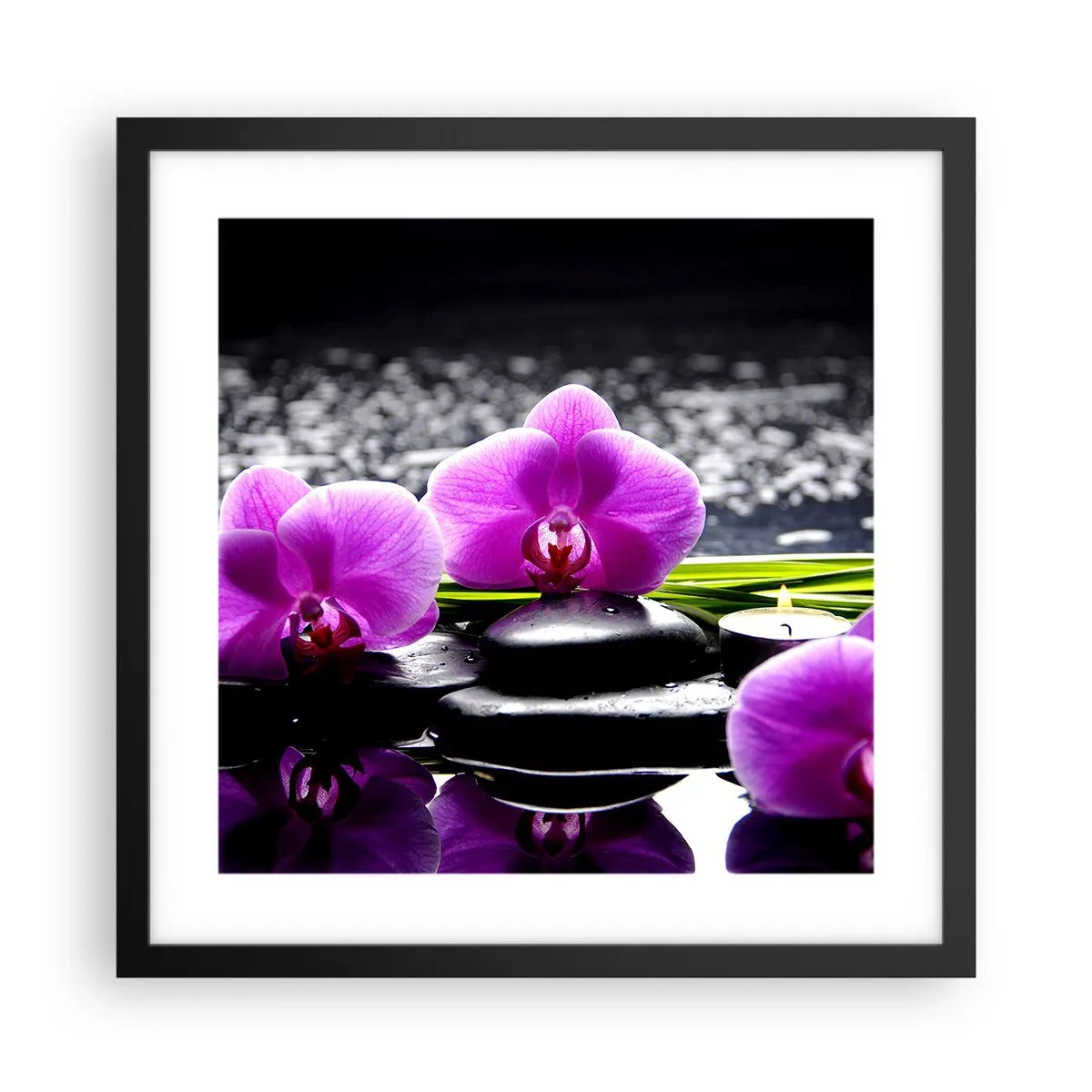 Poster in een zwarte lijst - Verdrinken in rust en stilte - 40x40 cm