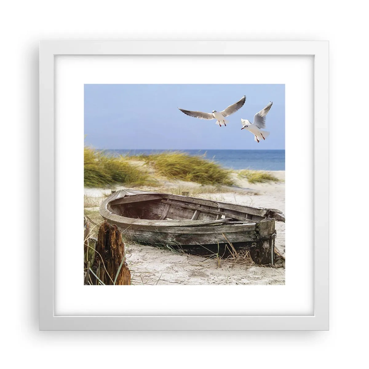 Poster in een witte lijst - Badend in de wind - 30x30 cm