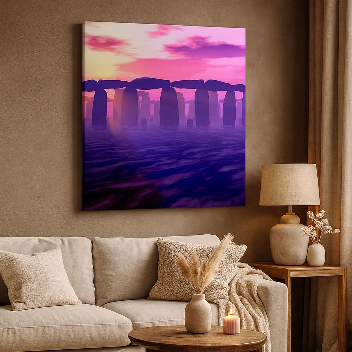 Schilderen op canvas - Mysterie bij zonsopgang in de mist - 30x30 cm