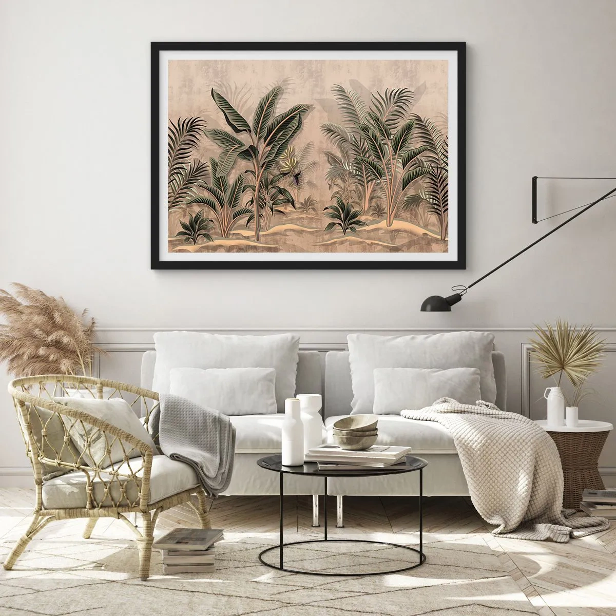 Poster in een zwarte lijst - Een gravure in koloniale stijl - 40x30 cm