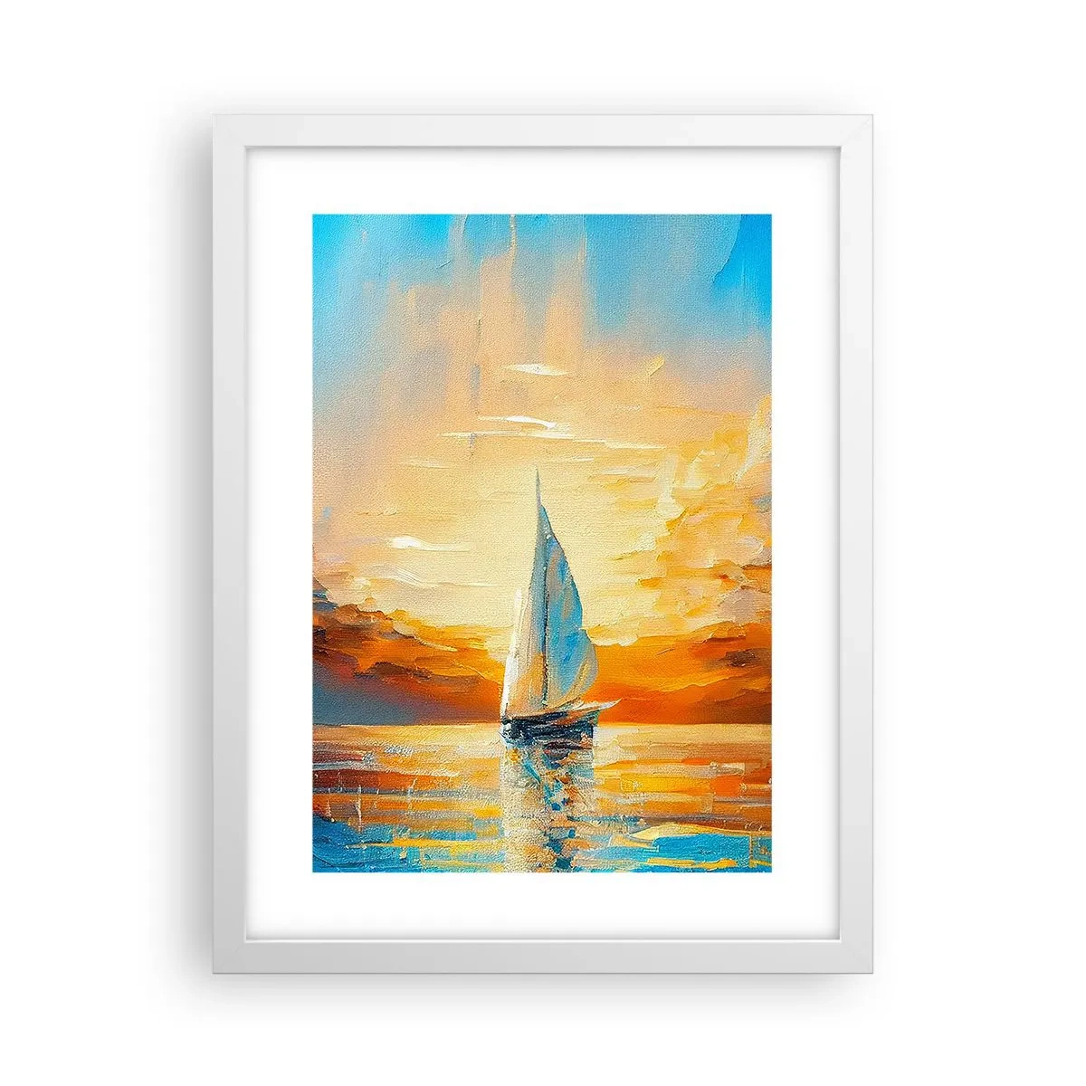 Poster in een witte lijst - Zeilen in goud - 30x40 cm