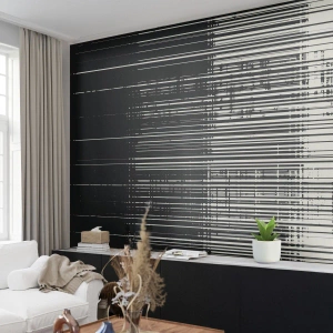 Zelfklevend Fotobehang Deluxe Sticker - Golven en vibraties - Zwart en wit, Barcodes, Lijnen - 100x70 cm