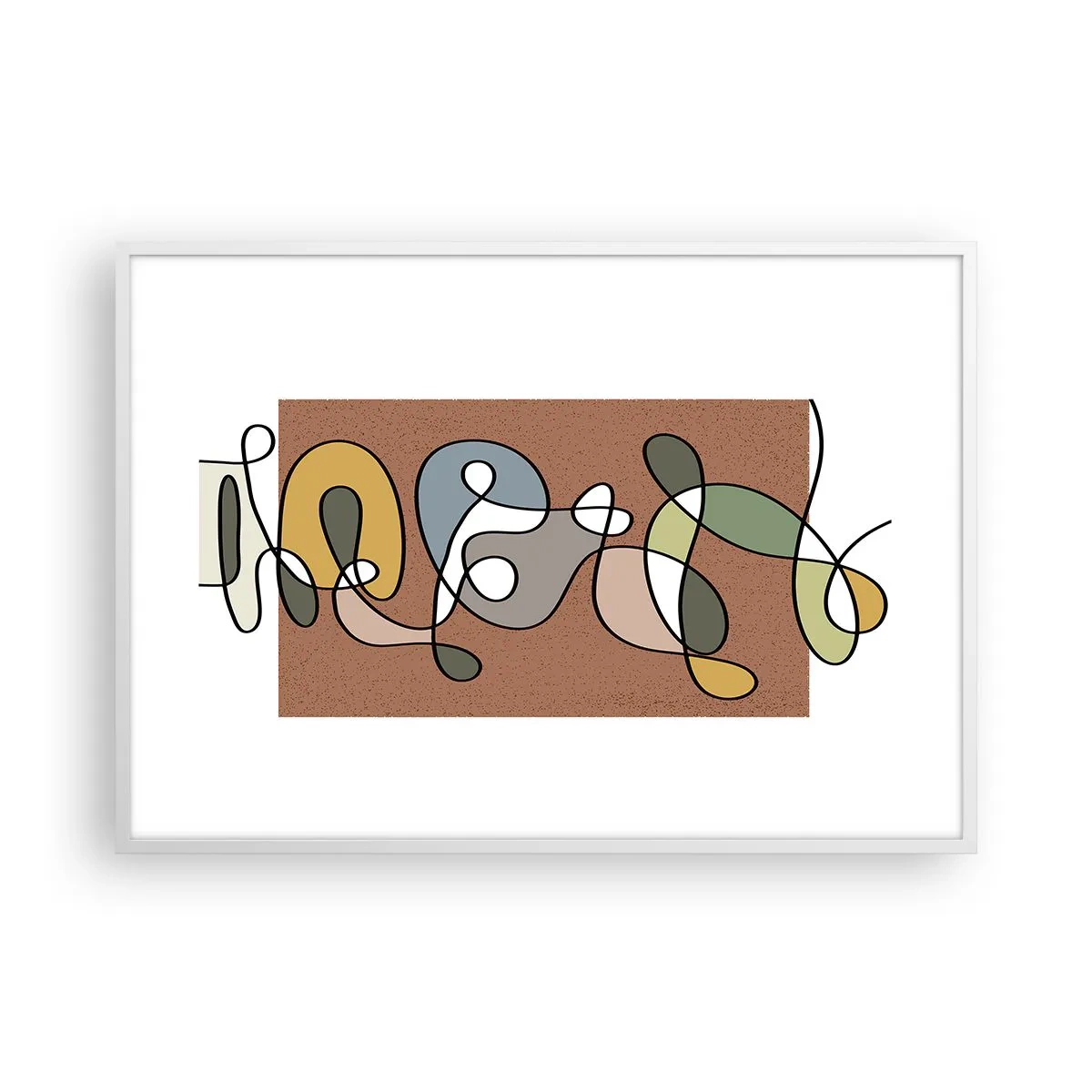 Poster in een witte lijst - Abstractie die het glimlachen waard is - 100x70 cm