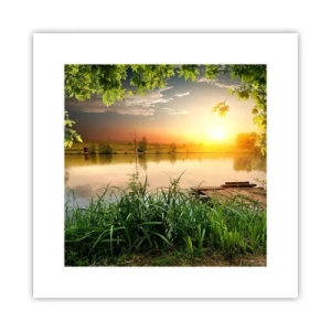 Poster - Landschap in een groen kader - 30x30 cm