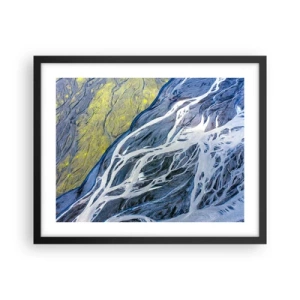 Poster in een zwarte lijst - Rotstekeningen van de natuur - 50x40 cm