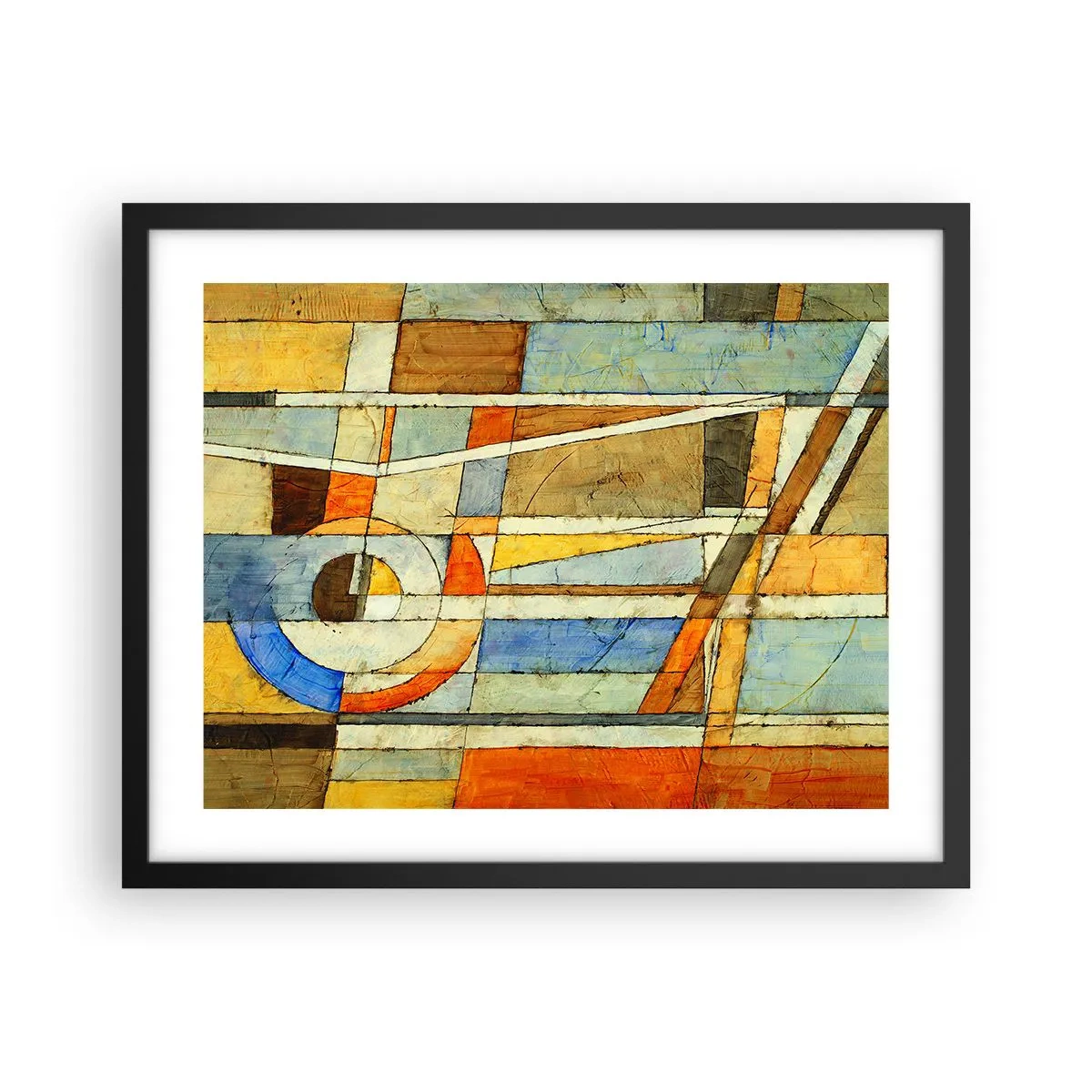 Poster in een zwarte lijst - Kubisme op de bouwplaats - 50x40 cm