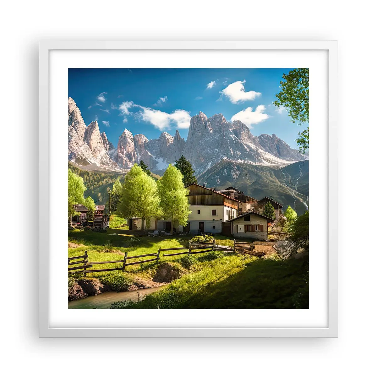 Poster in een witte lijst - Alpine idylle - 50x50 cm