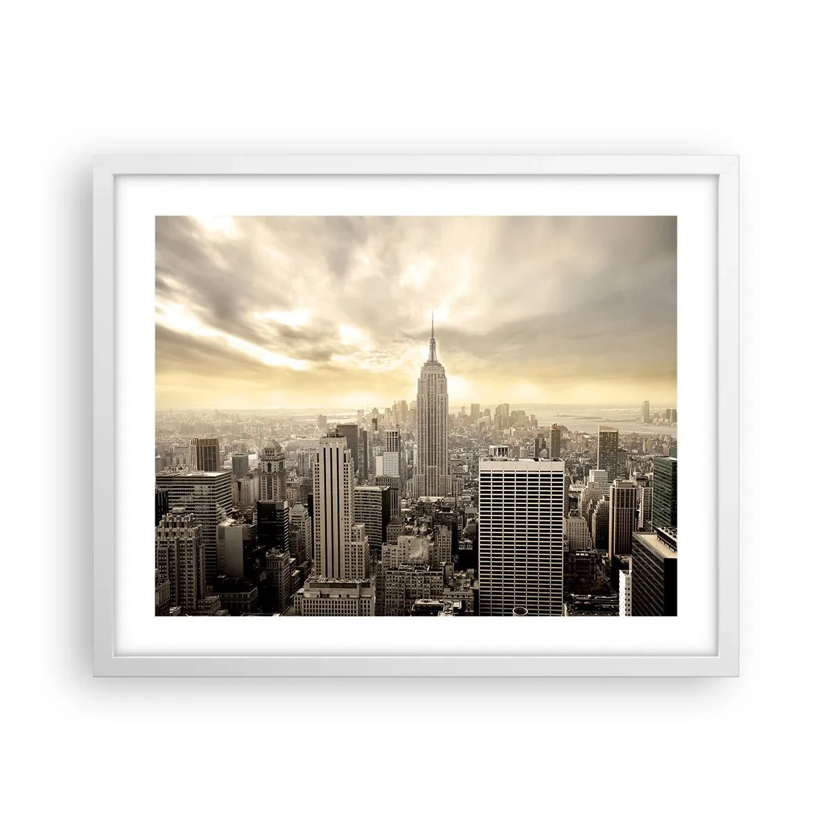 Poster in een witte lijst - New York geweven van grijs - 50x40 cm