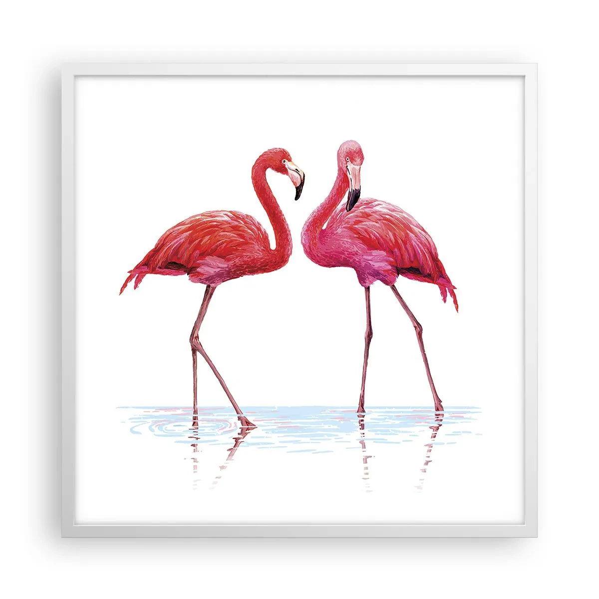 Poster in een witte lijst - Roze randez-vous - 60x60 cm