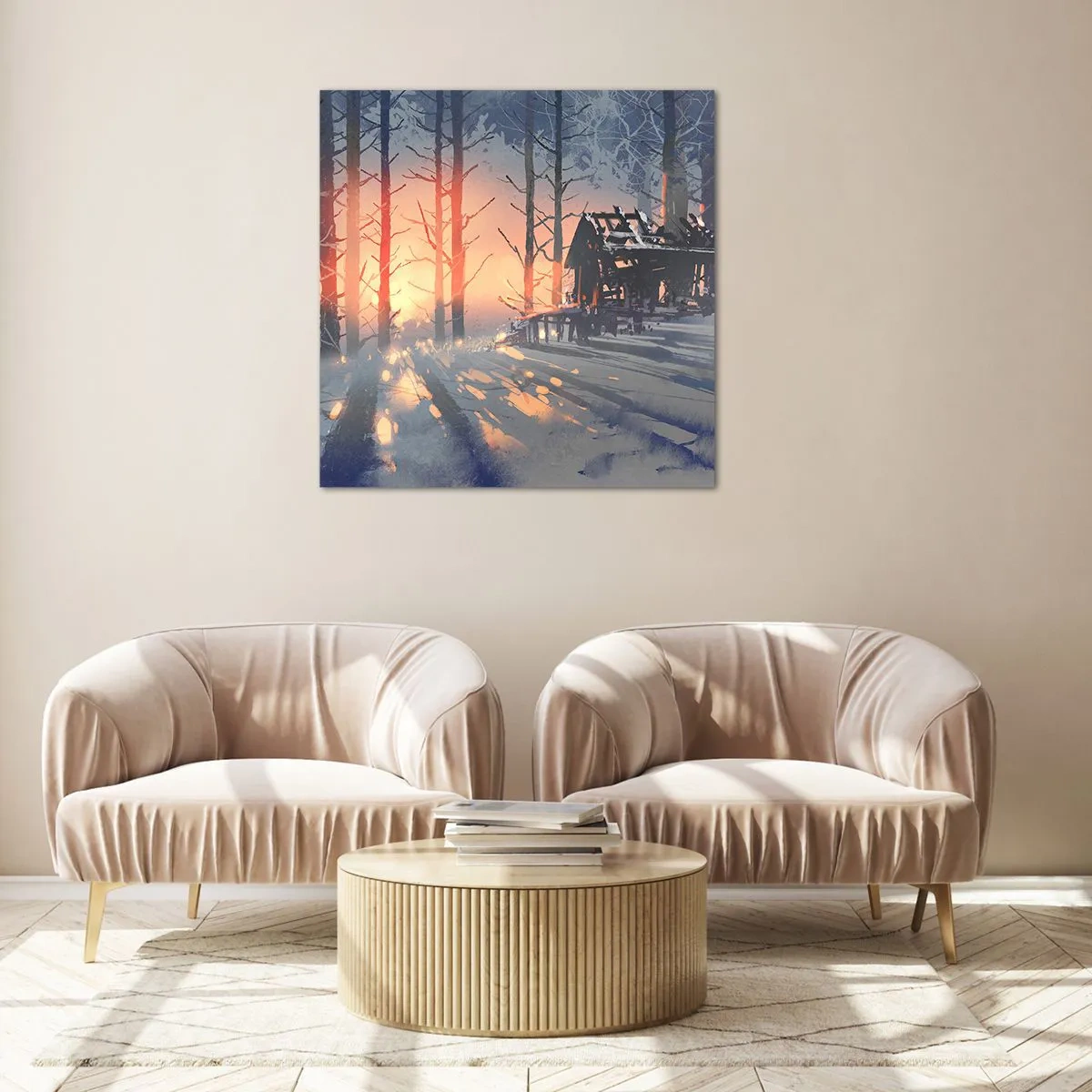 Schilderen op glas - Alleen de zon kijkt hier naar binnen - 40x40 cm