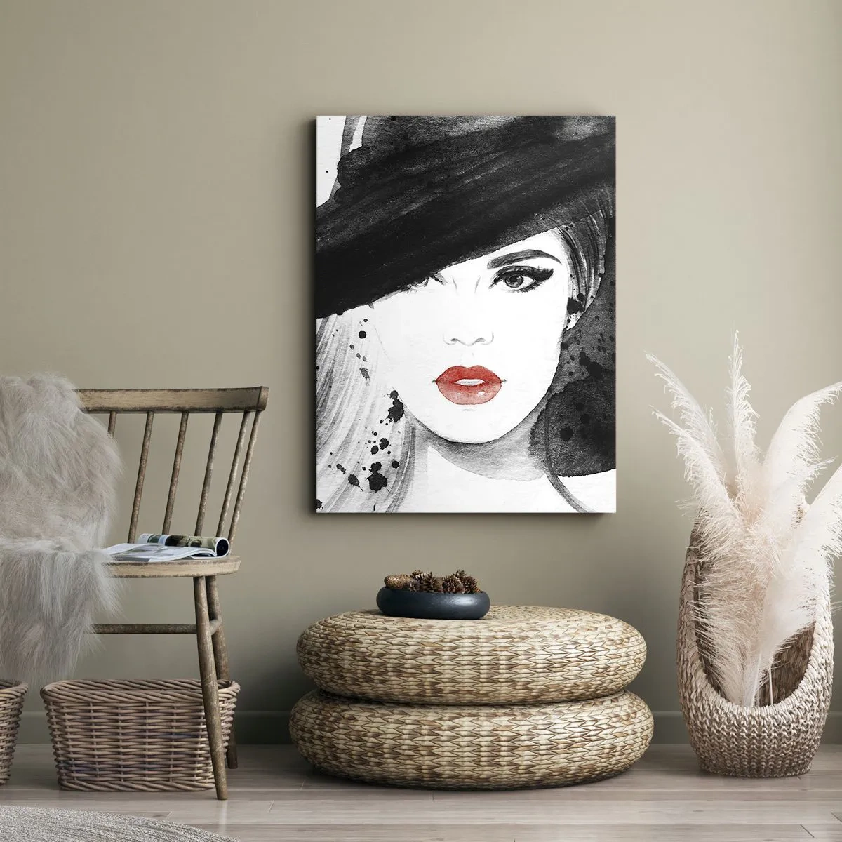 Schilderen op canvas - Vrouw in het zwart - 50x70 cm