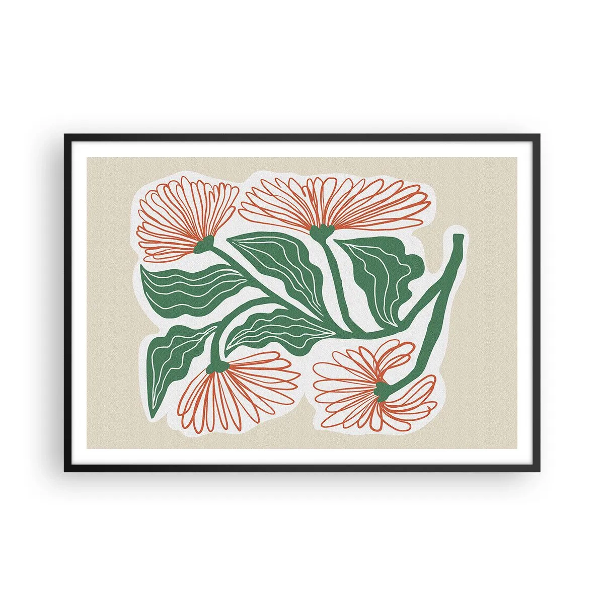 Poster in een zwarte lijst - Folk en modern - 100x70 cm