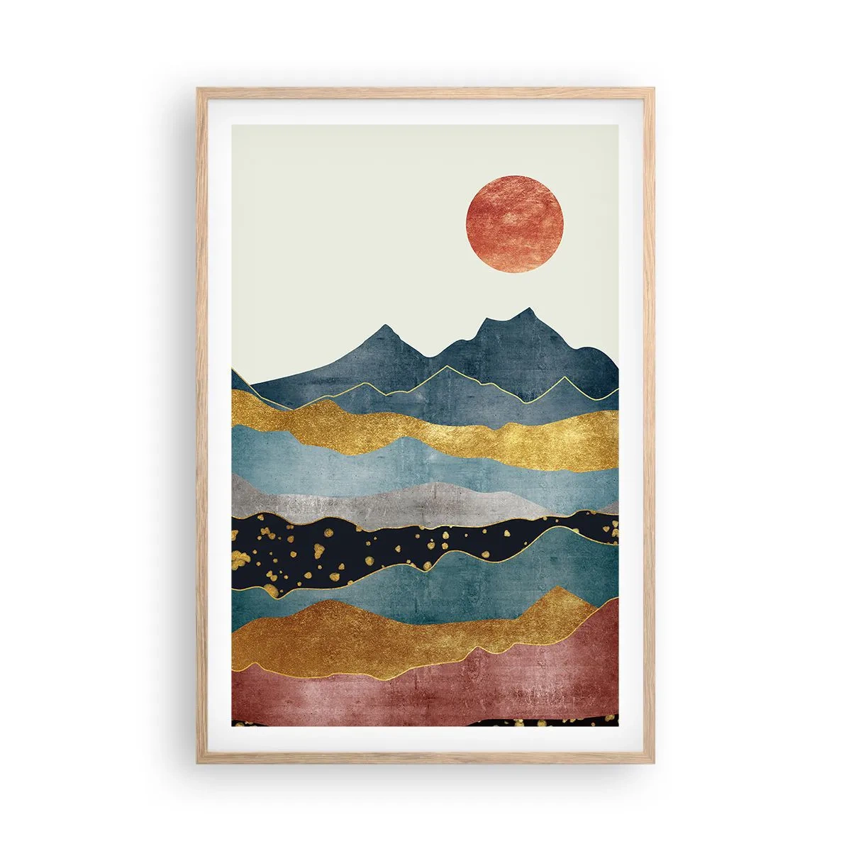 Een poster in een licht eiken lijst - Een dwarsdoorsnede van de wereld - 61x91 cm