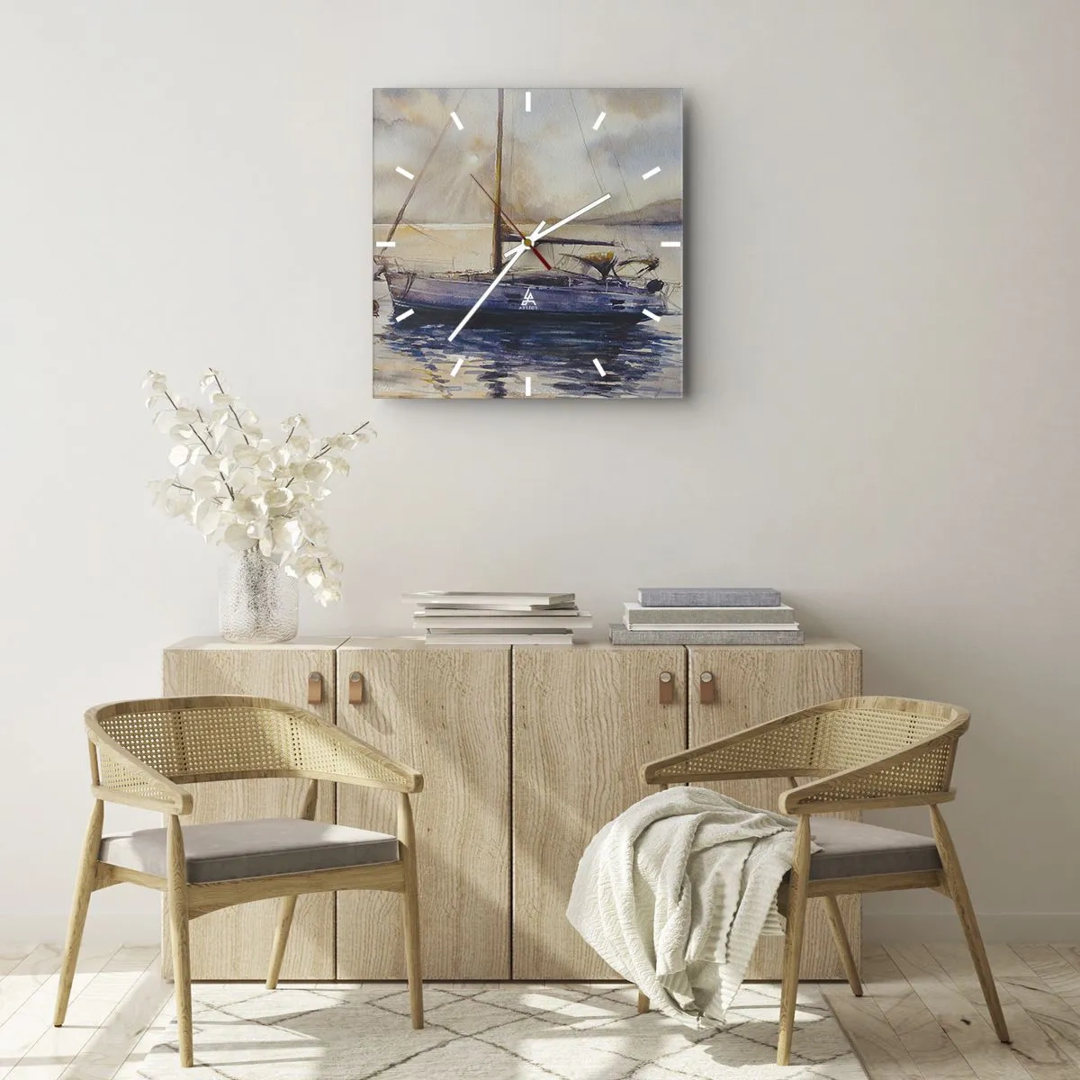 Wandklok - Klok - Avond aan de baai - 40x40 cm