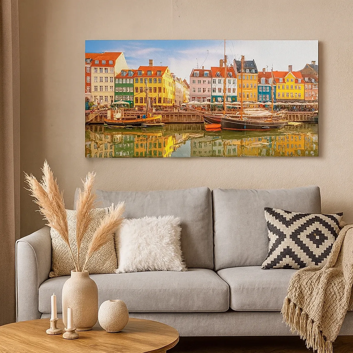 Schilderen op canvas - Over het water zo glad als een spiegel - 30x30 cm