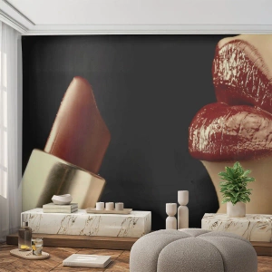 Fotobehang Premium Canvas - Sensualiteit en schittering van karmijn - Mensen, Vrouw, Bedenken - 250x175 cm