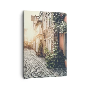 Schilderen op canvas - Rozensteeg in roze gloed - 50x70 cm