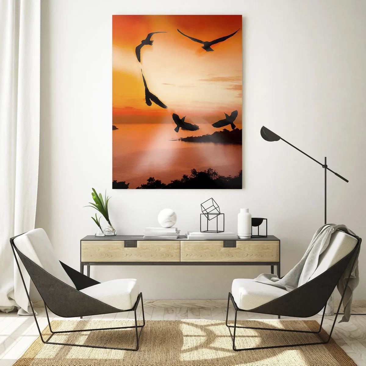 Schilderen op glas - Houd van de wereld als vogels - 50x70 cm
