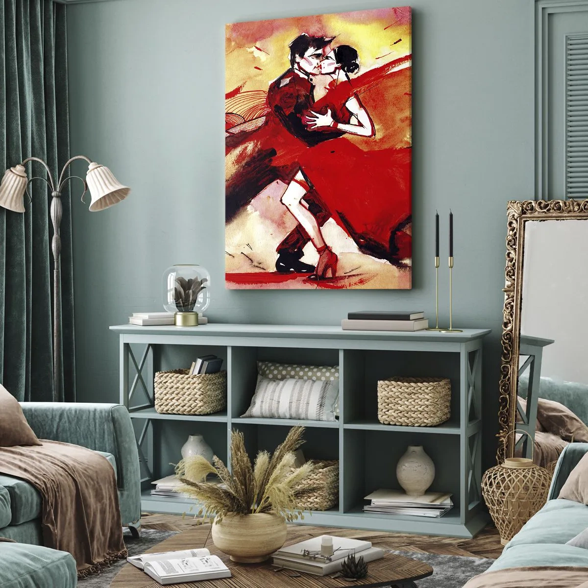 Schilderen op canvas - Het paarse ritme van passie - 45x80 cm