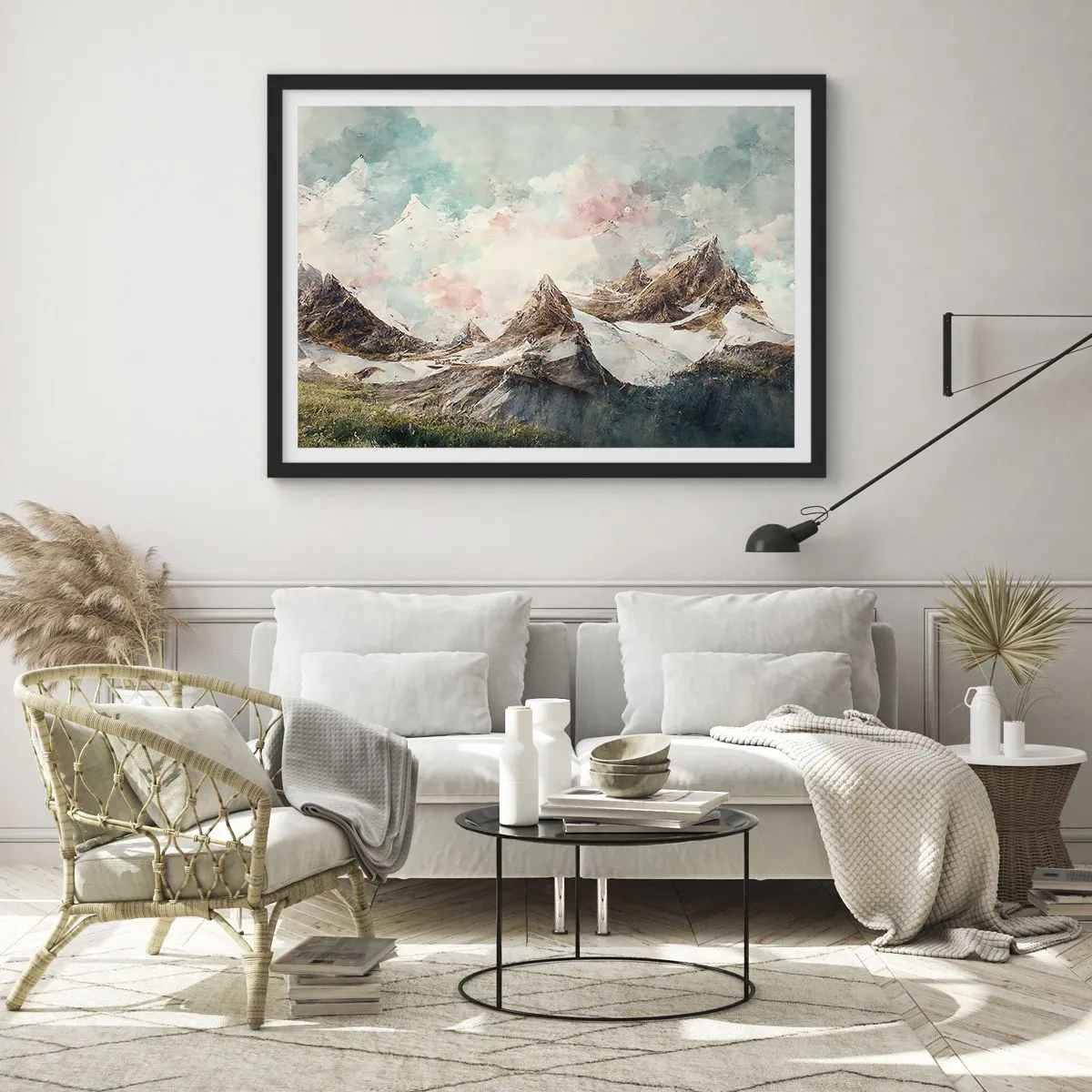 Poster in een zwarte lijst - Rotsbladen - 100x70 cm