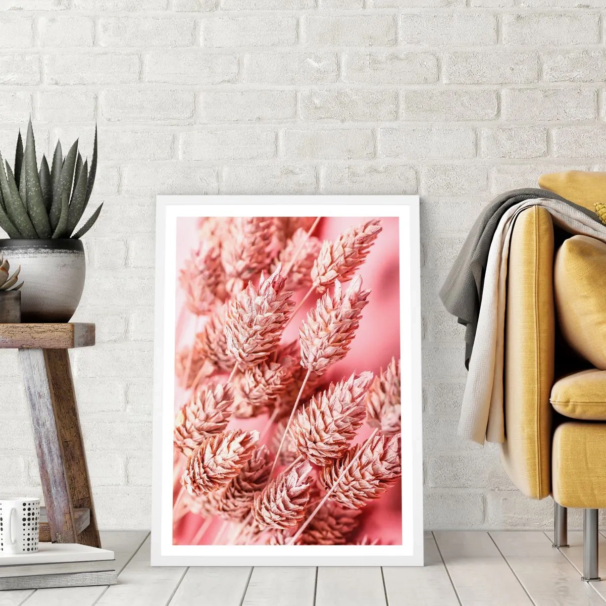 Poster in een witte lijst - Een bloemencascade in roze - 40x50 cm