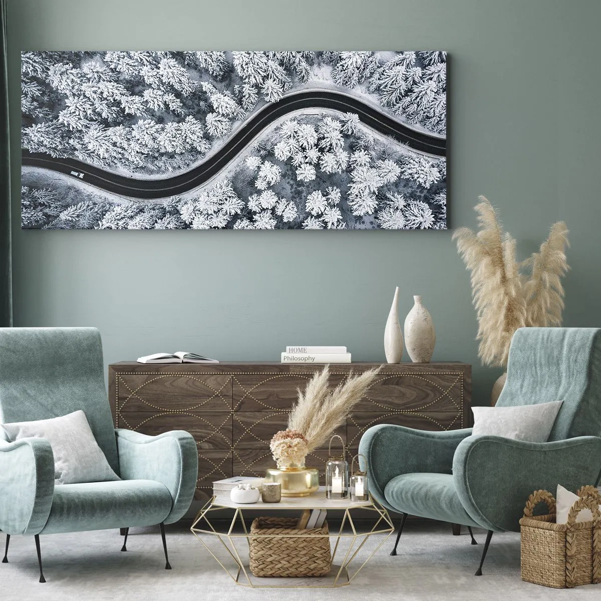 Schilderen op canvas - Door het winterbos - 120x50 cm