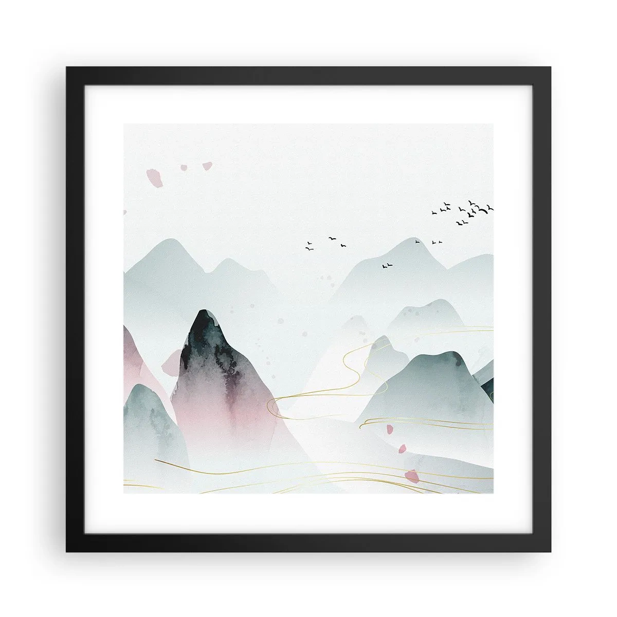 Poster in een zwarte lijst - Over de toppen - 40x40 cm